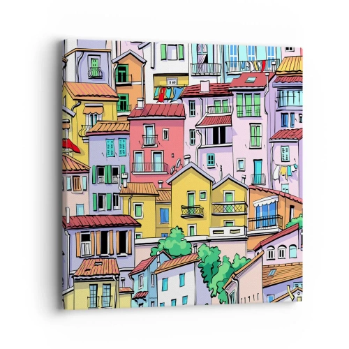 Canvastavla - Bild på duk - Gladlynt stad - 40x40 cm