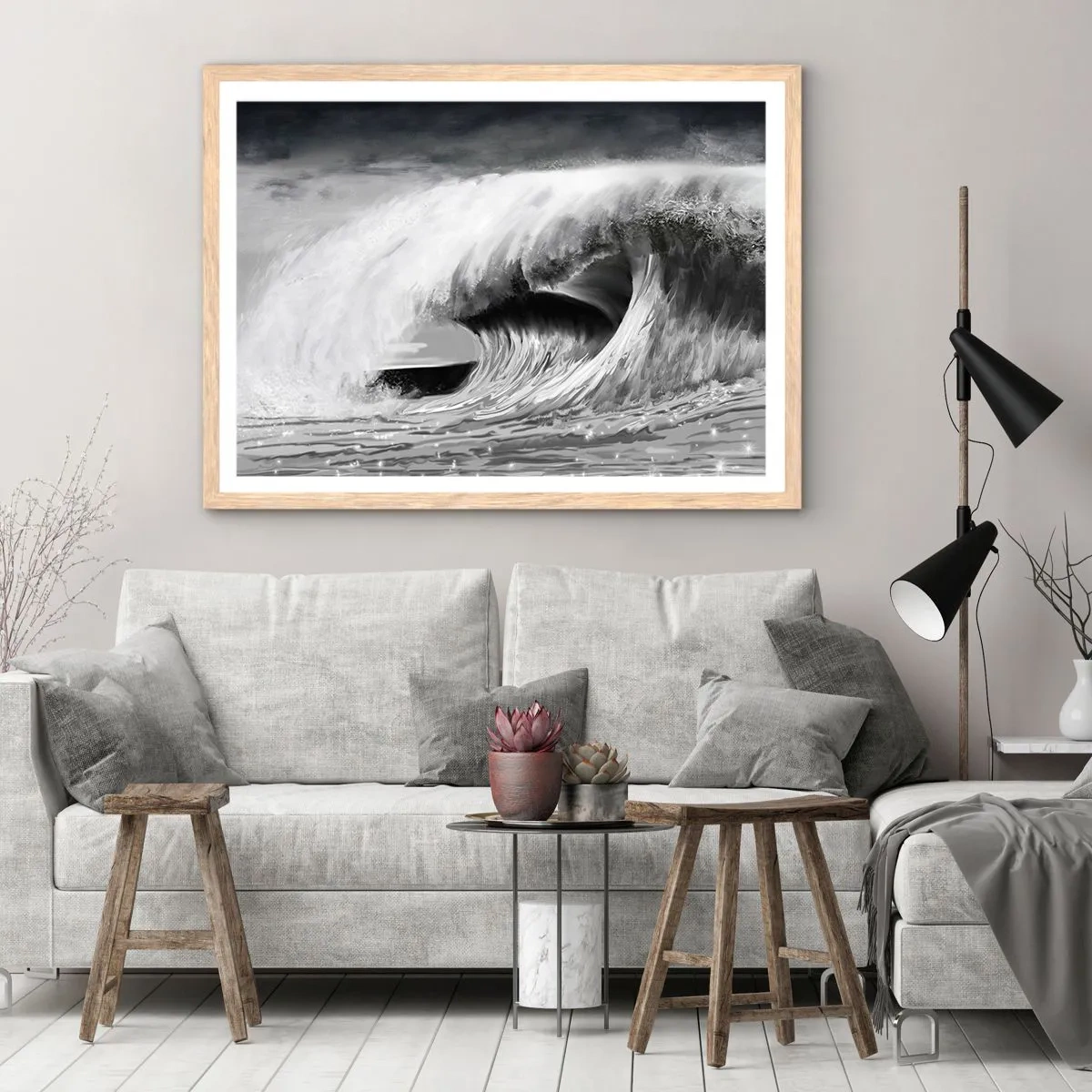Affisch i ram av ljusek - Havets ilska - 40x30 cm