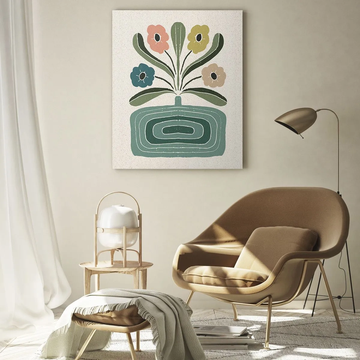 Glastavla - Bild på glas - Symmetrisk bukett - 50x70 cm