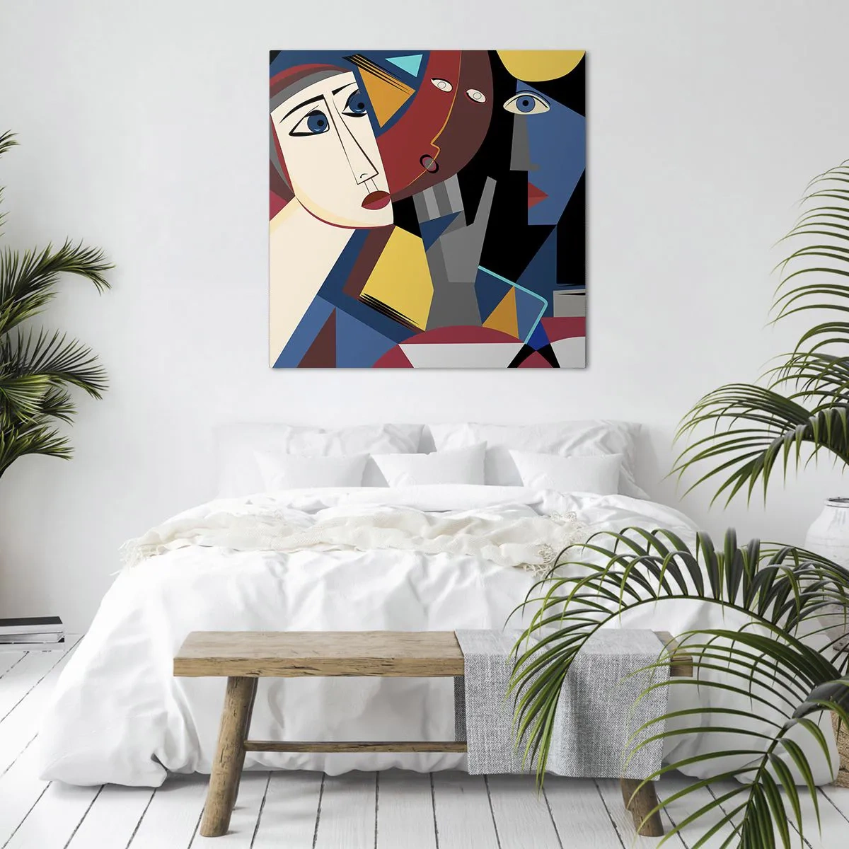 Canvastavla - Bild på duk - Kubistiskt samtal - 40x40 cm