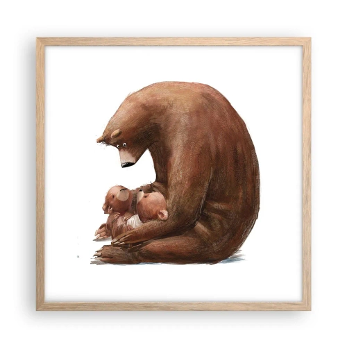 Affisch i ram av ljusek - Söta drömmar, barn - 50x50 cm