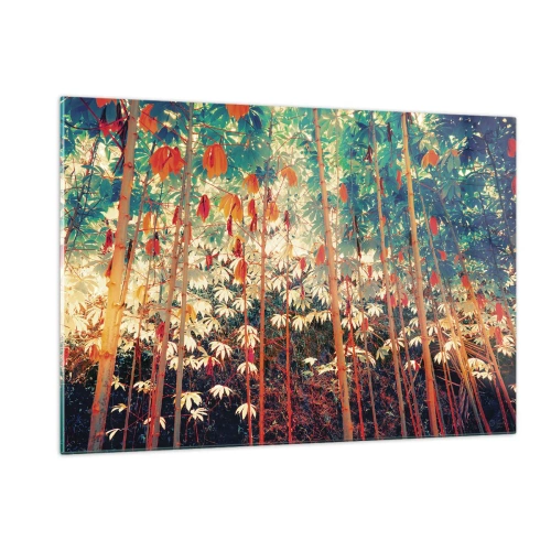 Glastavla - Bild på glas - Lövbladens hemlighetsfulla liv - 120x80 cm