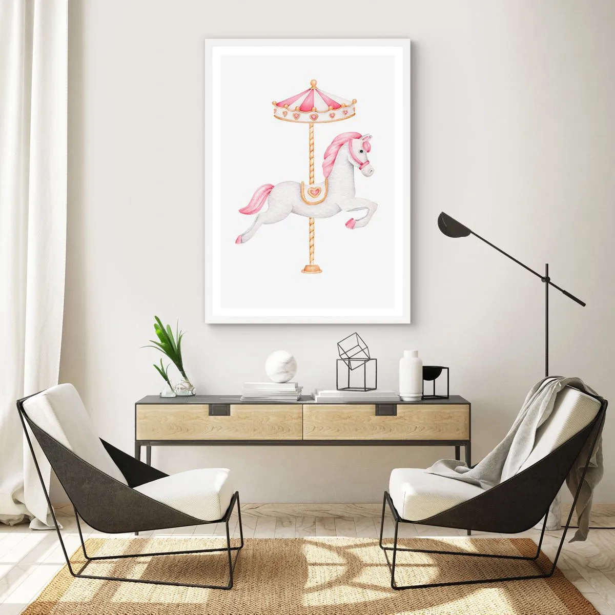 Affisch i vit ram - Han gav sig iväg med en hov - 70x100 cm