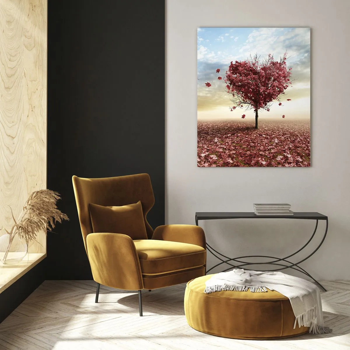Glastavla - Bild på glas - Älska hösten, du också - 50x70 cm