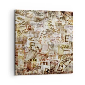 Canvastavla - Bild på duk - Snacket reduceras till enstaka bokstäver - 60x60 cm