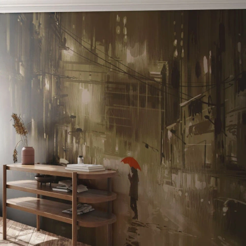 Fototapet Premium Canvas - Själv, men inte ensam - Stad, Kvinna, Arkitektur - 400x280 cm