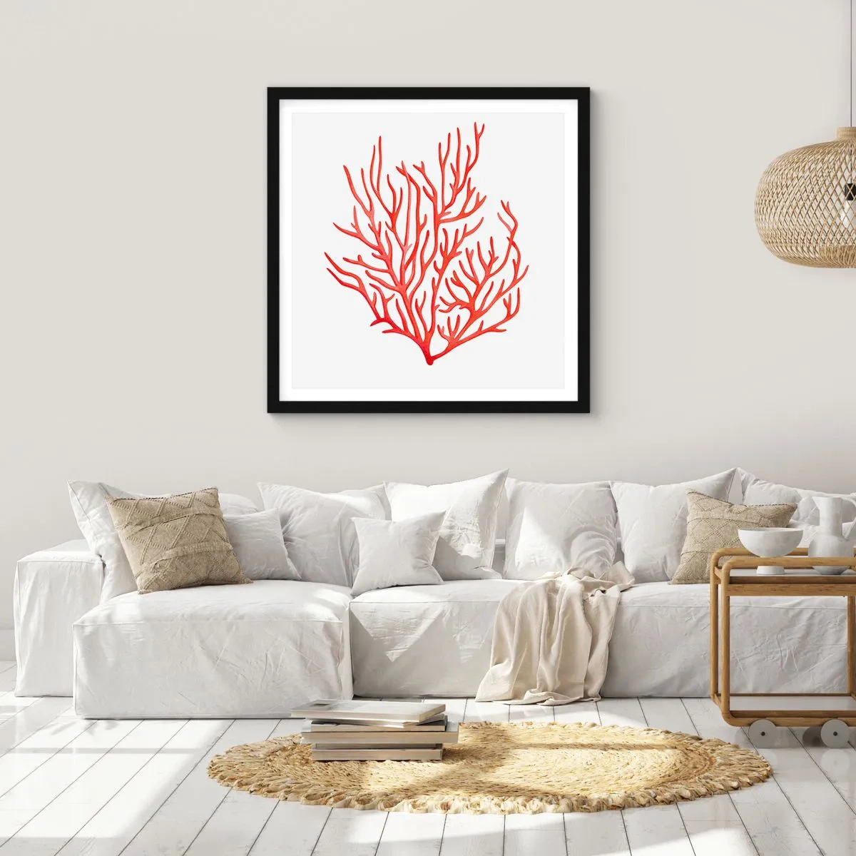Affisch i svart ram - Filigran av korall - 30x30 cm