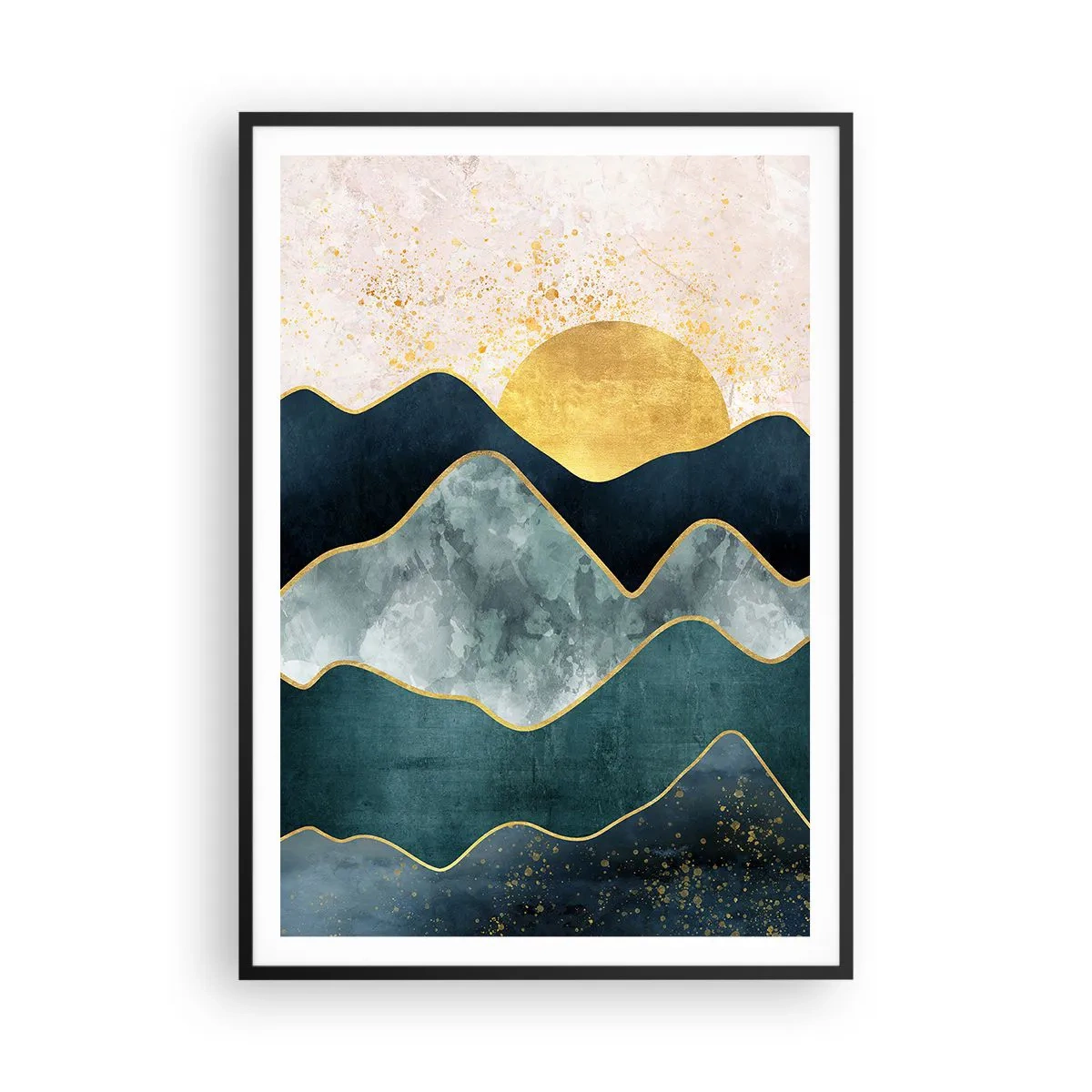 Affisch i svart ram - Bortom bergen - 70x100 cm