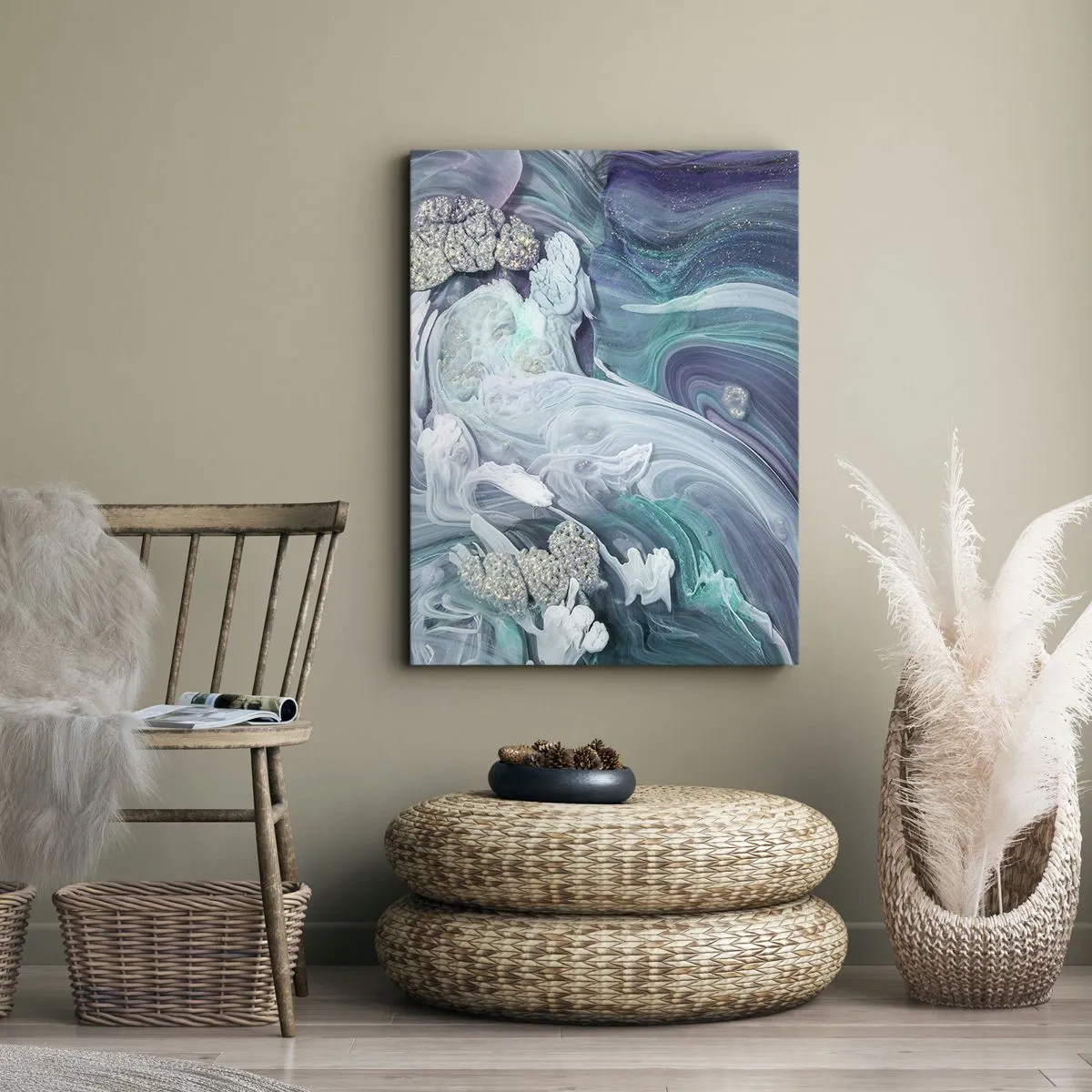 Canvastavla - Bild på duk - Blåhetens strömmar - 55x100 cm