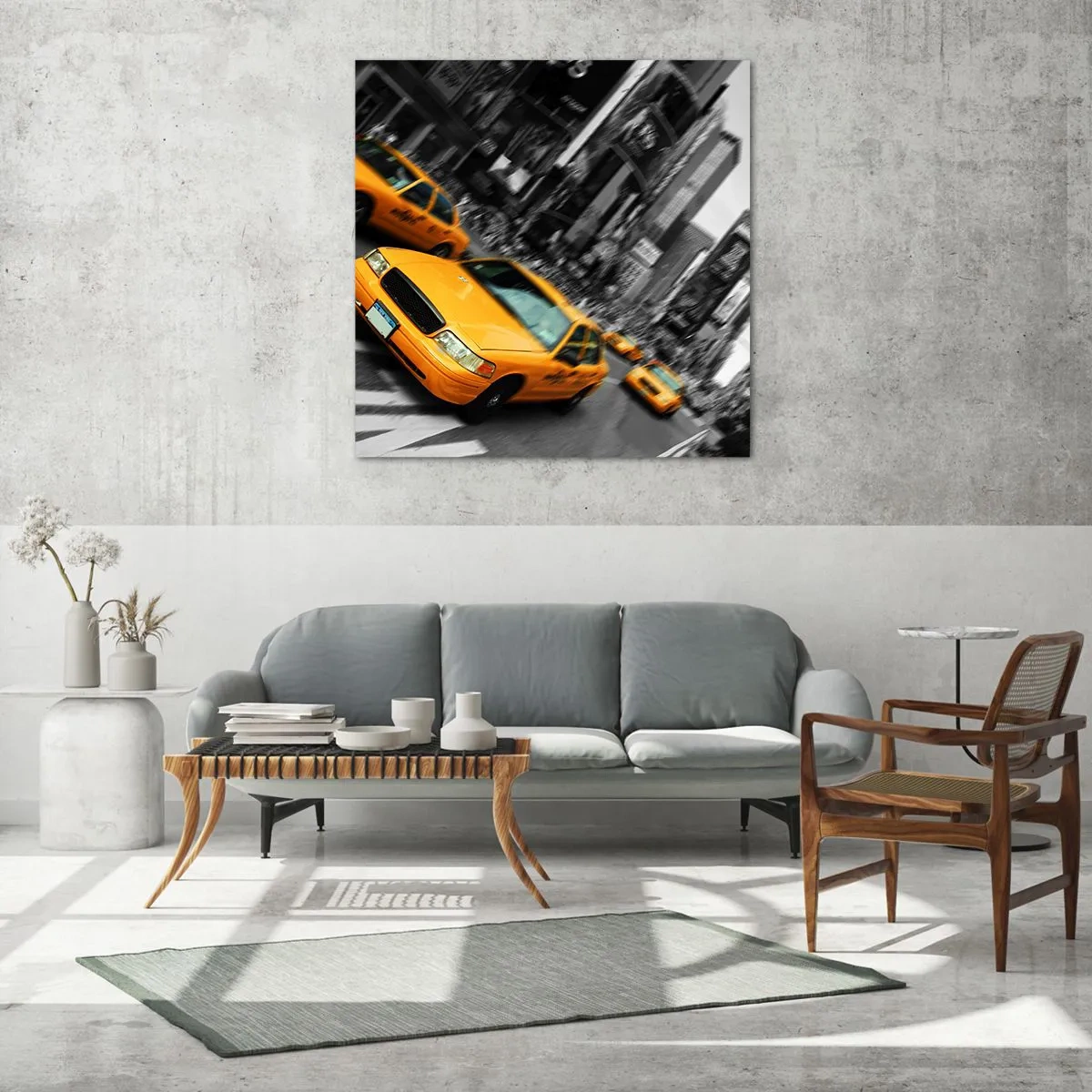 Glastavla - Bild på glas - New Yorks soldroppar - 60x60 cm