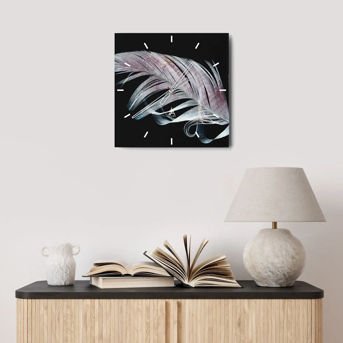 Väggklocka - Klocka på glas - Tänk på smekning - 30x30 cm