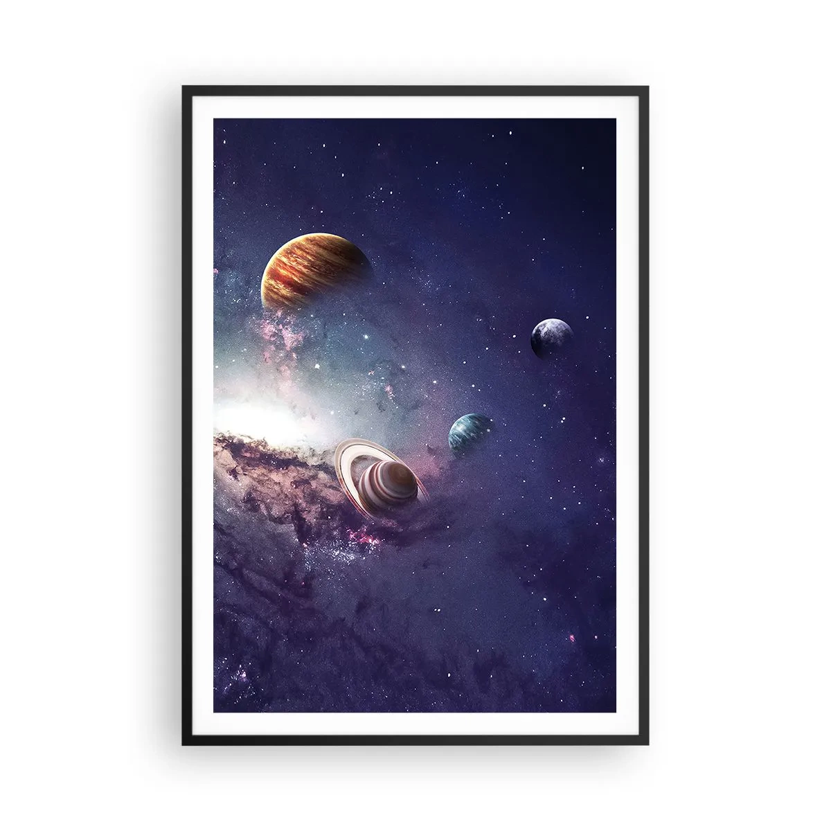 Affisch i svart ram - Sol- och danssystem - 70x100 cm