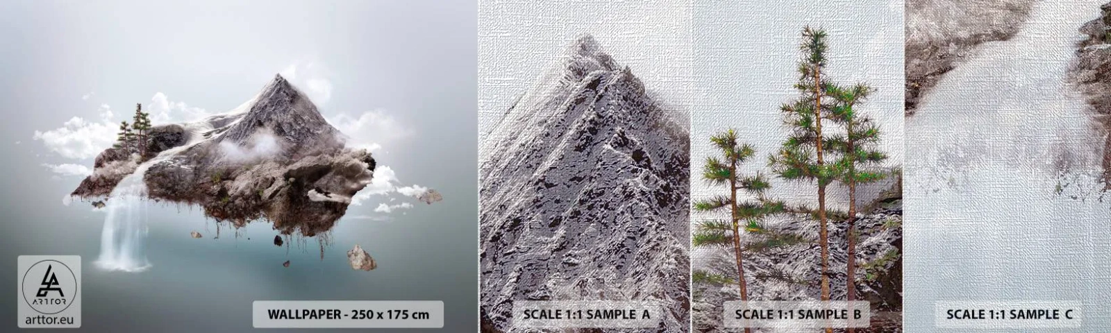 Provbit av fototapet Premium Canvas - Med surrealistens öga - Abstraktion, Fantasi, Ö - 100x30 cm