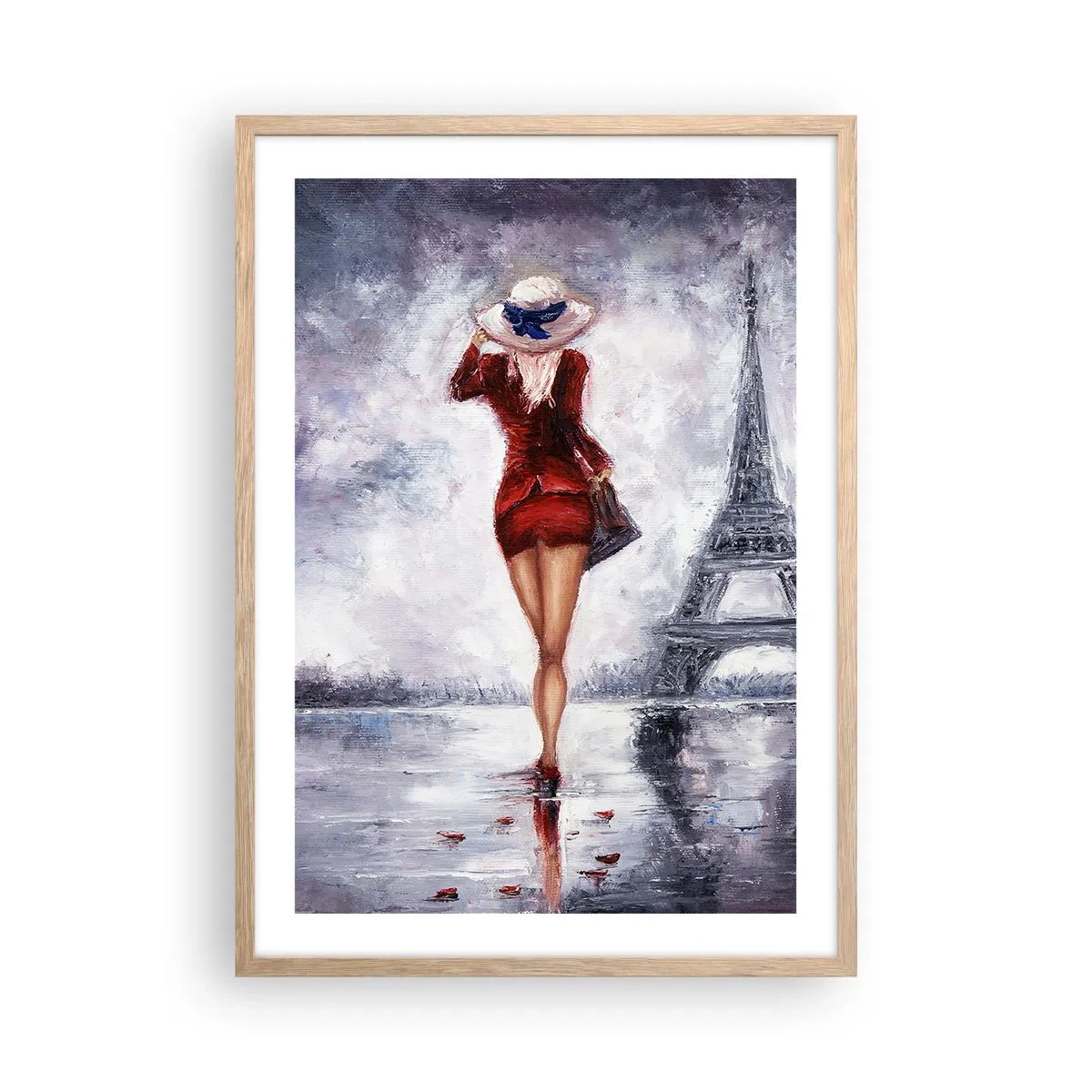 Affisch i ram av ljusek - Symboler av Paris - 50x70 cm