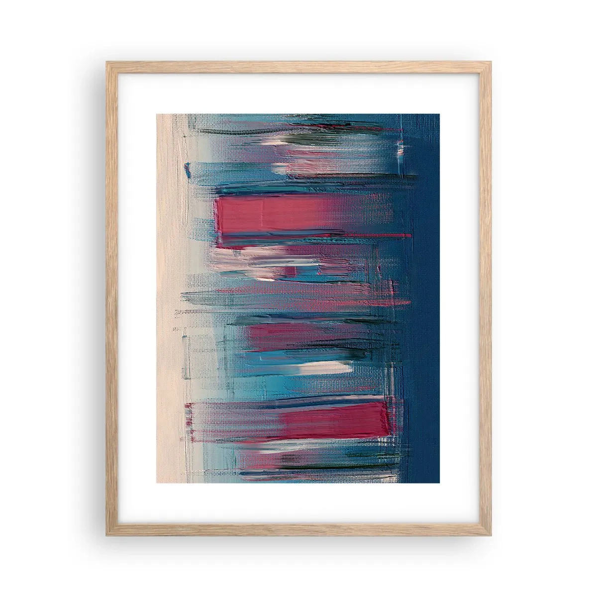 Affisch i ram av ljusek - Vertikal komposition i blått och rött - 40x50 cm