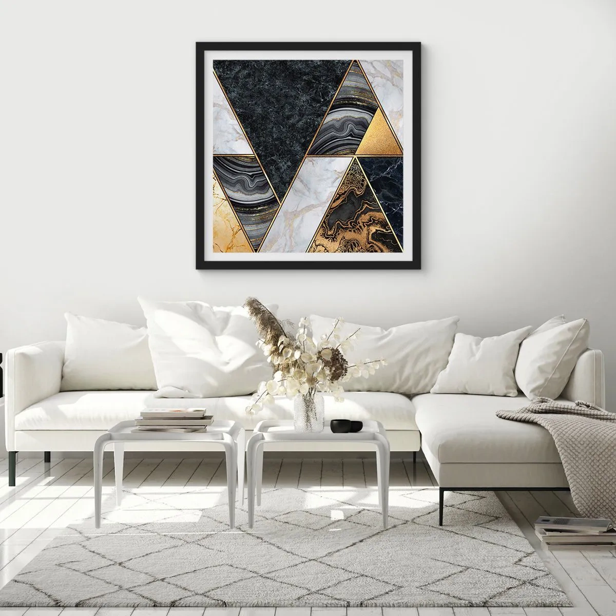 Affisch i svart ram - Sten vid sten - 40x40 cm