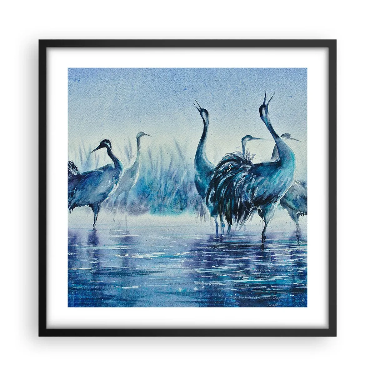 Affisch i svart ram - Morgonmöte - 50x50 cm