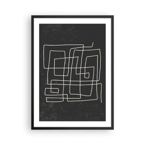 Affisch i svart ram - Geometrisk abstraktion på svart bakgrund - 50x70cm - Inte så enkelt - Modern väggdekoration för vardagsrum och sovrum ARTTOR