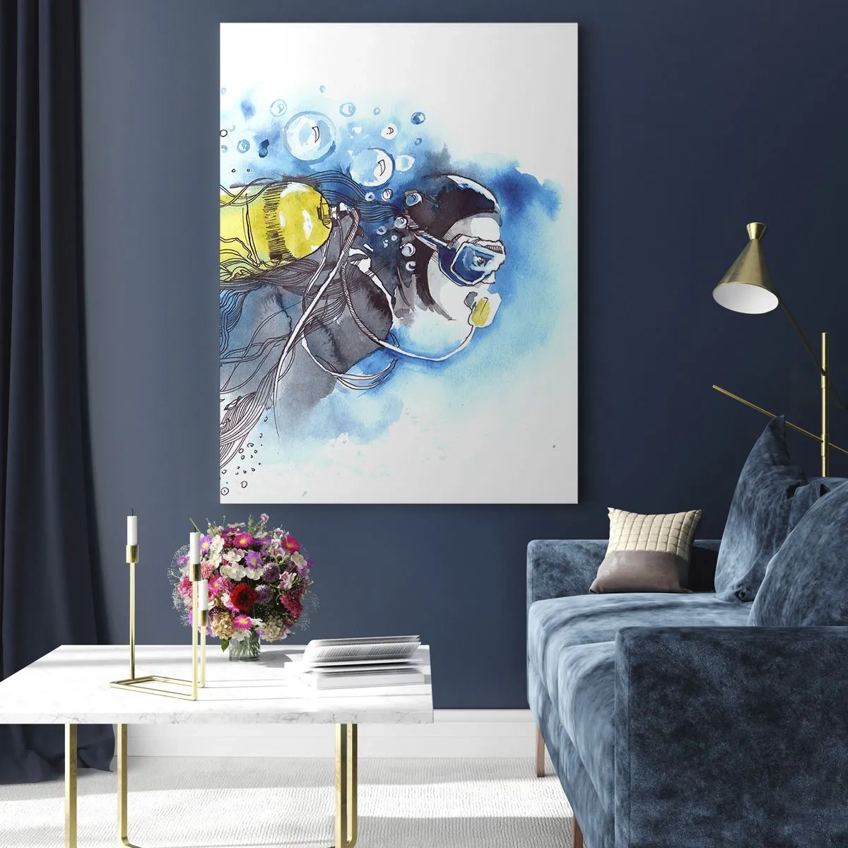 Glastavla - Bild på glas - Det stora blåa - 50x70 cm
