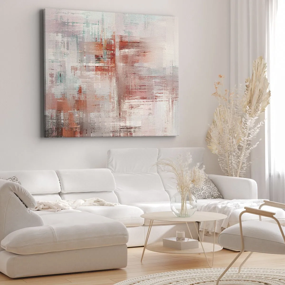 Canvastavla - Bild på duk - Dimmigt. Rosa - 100x70 cm