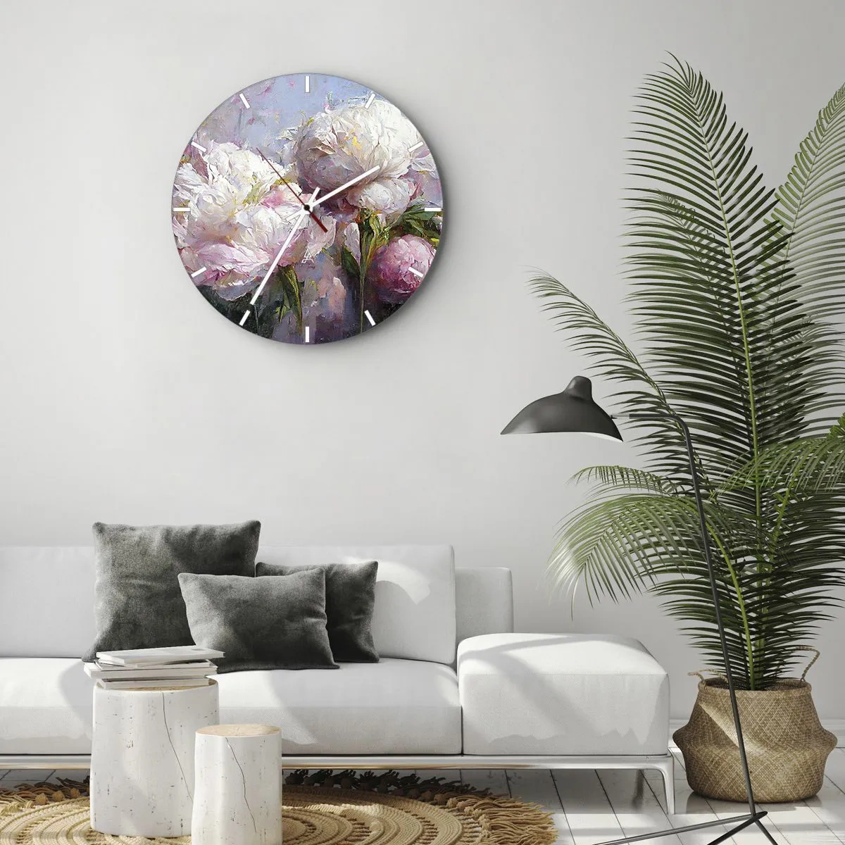 Väggklocka - Klocka på glas - En bukett full av liv - 40x40 cm