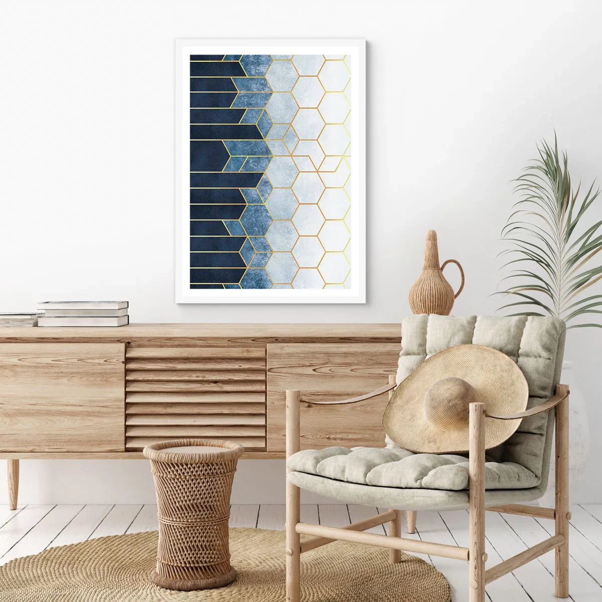 Affisch i vit ram - Komposition i synkoprytm - 70x100 cm