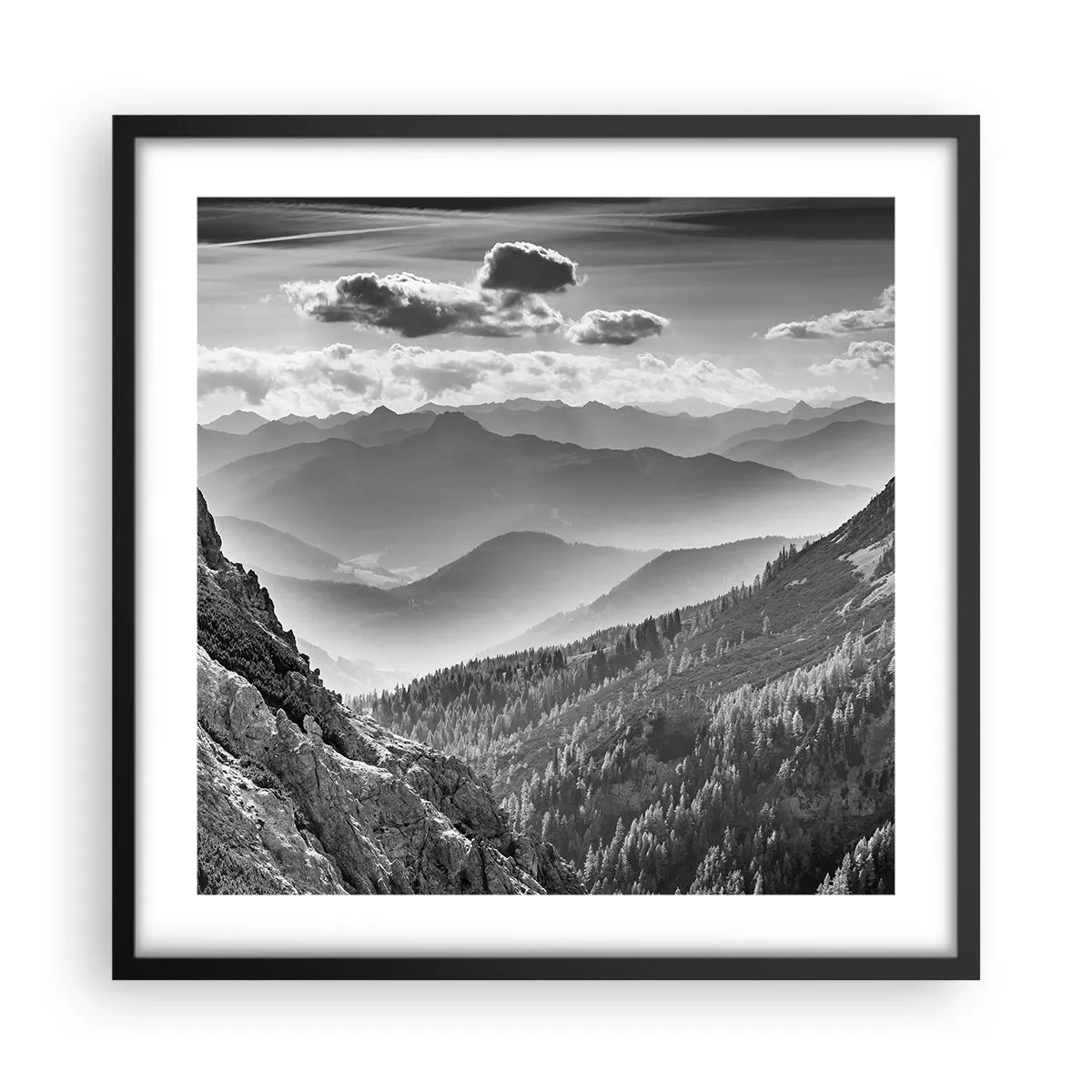 Affisch i svart ram - Ända fram till horisonten - 50x50 cm