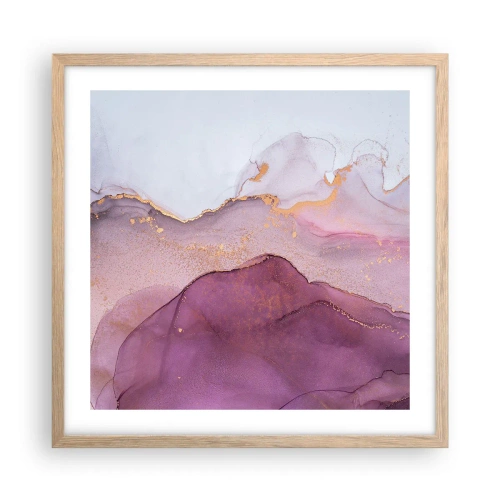 Affisch i ram av ljusek - Lila och violett vågor - 50x50 cm
