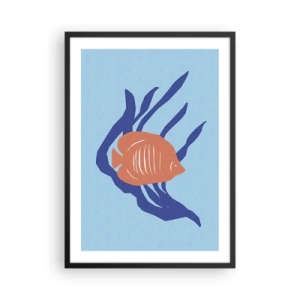 Affisch i svart ram - Tropiska fiskar bland marina växter - 50x70cm - Inneboende i korallvatten - Modern väggdekoration för vardagsrum och sovrum ARTTOR