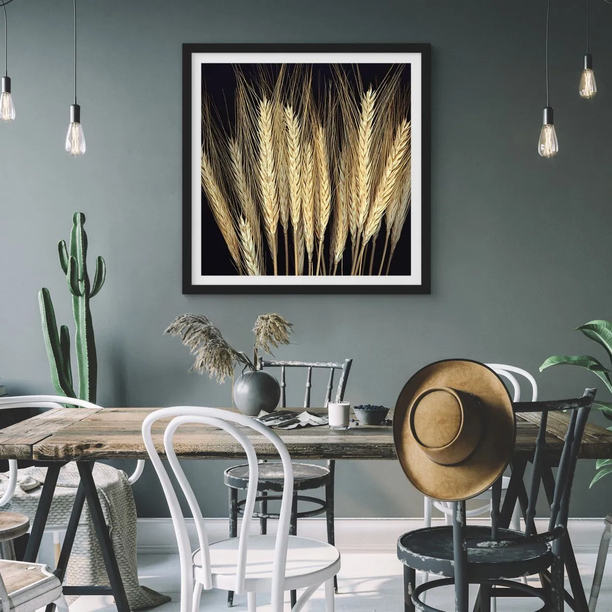 Affisch i svart ram - Rustik magi - 40x40 cm