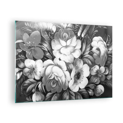 Glastavla - Bild på glas - En elegant blombukett i grå nyanser - 70x50cm - Vackra även i gråskala - Modern väggdekoration för vardagsrum och sovrum ARTTOR