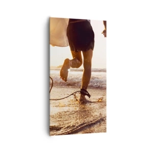 Canvastavla - Bild på duk - Möta vågorna - 65x120 cm