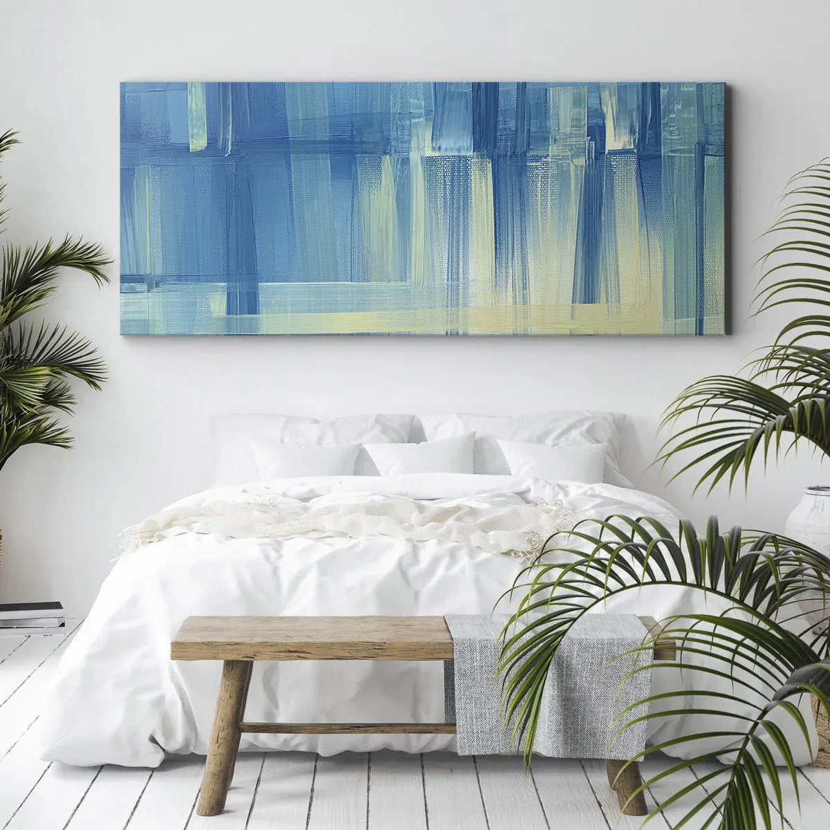 Canvastavla - Bild på duk - Komposition i turkos - 100x40 cm
