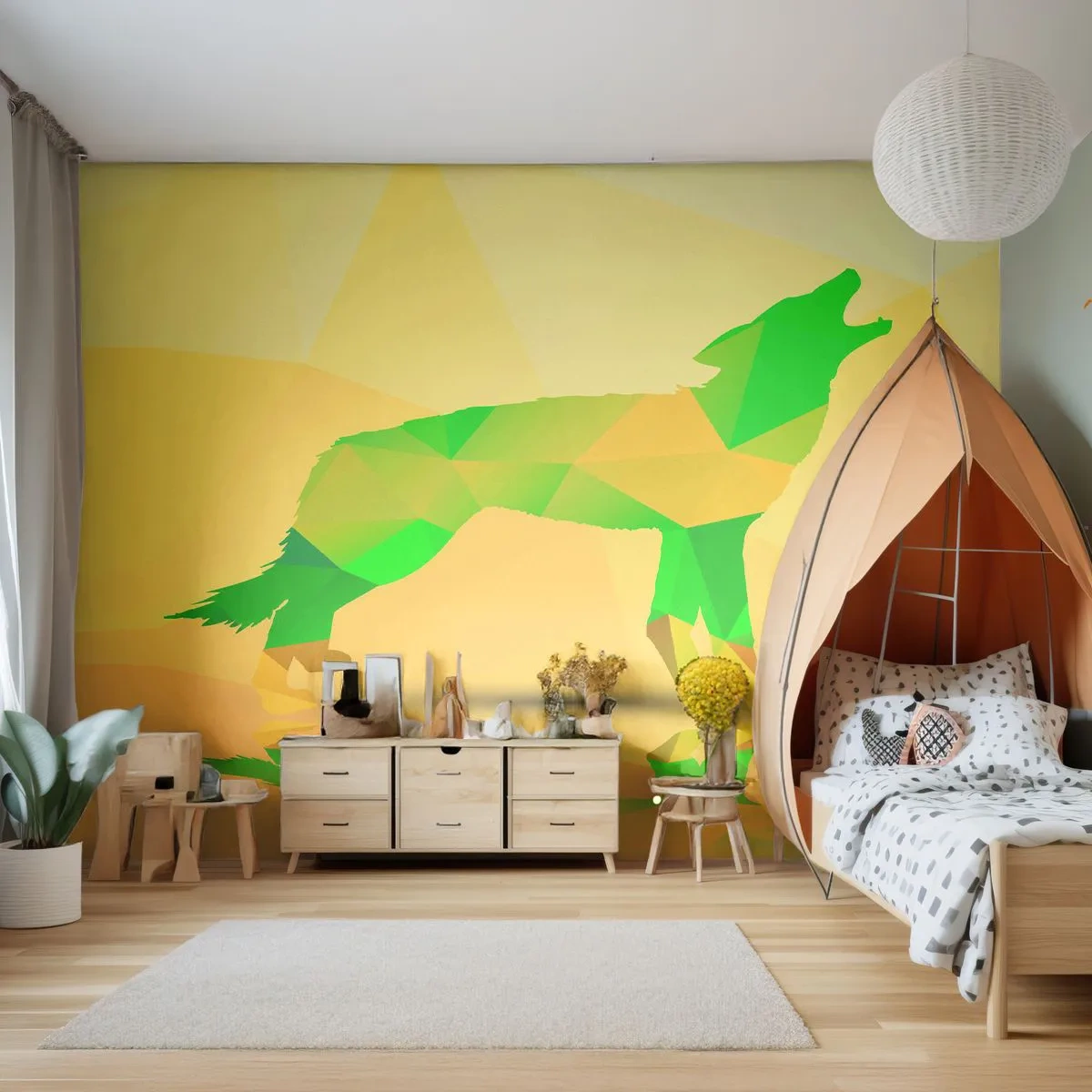 Självhäftande Fototapet Deluxe Sticker - Ensam varg - Djur, Varg, Geometrisk figur - 250x175 cm