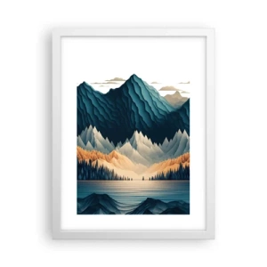 Affisch i vit ram - Perfekt bergslandskap - 30x40 cm