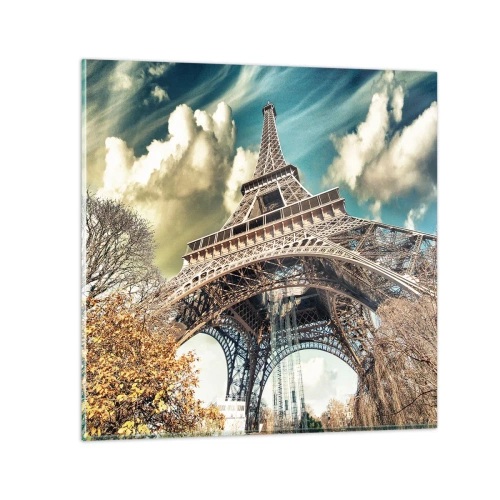 Glastavla - Bild på glas - Och på hösten i Paris... - 30x30 cm