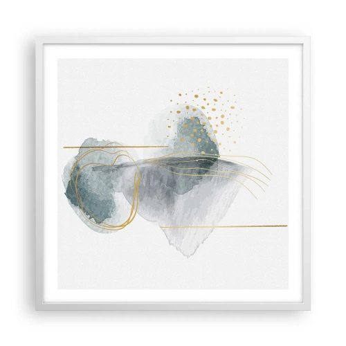 Affisch i vit ram - Om gråhetens och guldets förhållanden - 60x60 cm