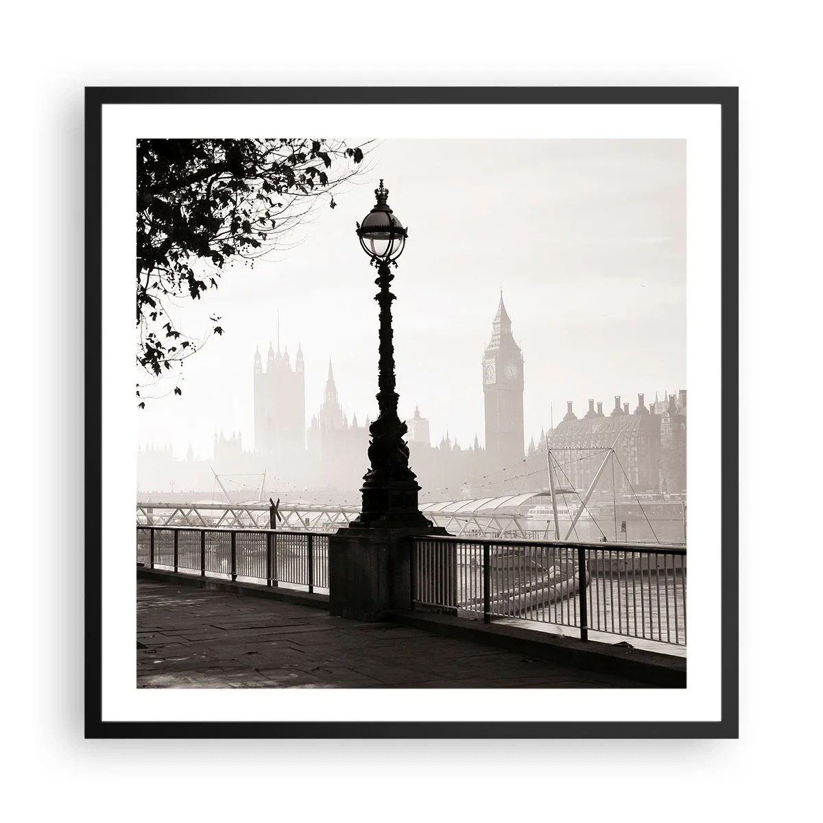 Affisch i svart ram - Morgon i London - 60x60 cm