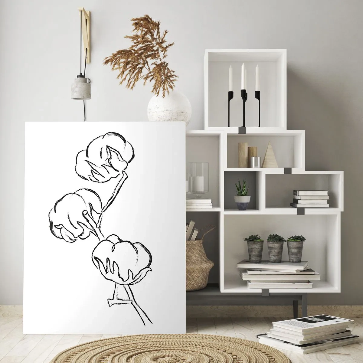 Glastavla - Bild på glas - Bomullsdun - 70x100 cm