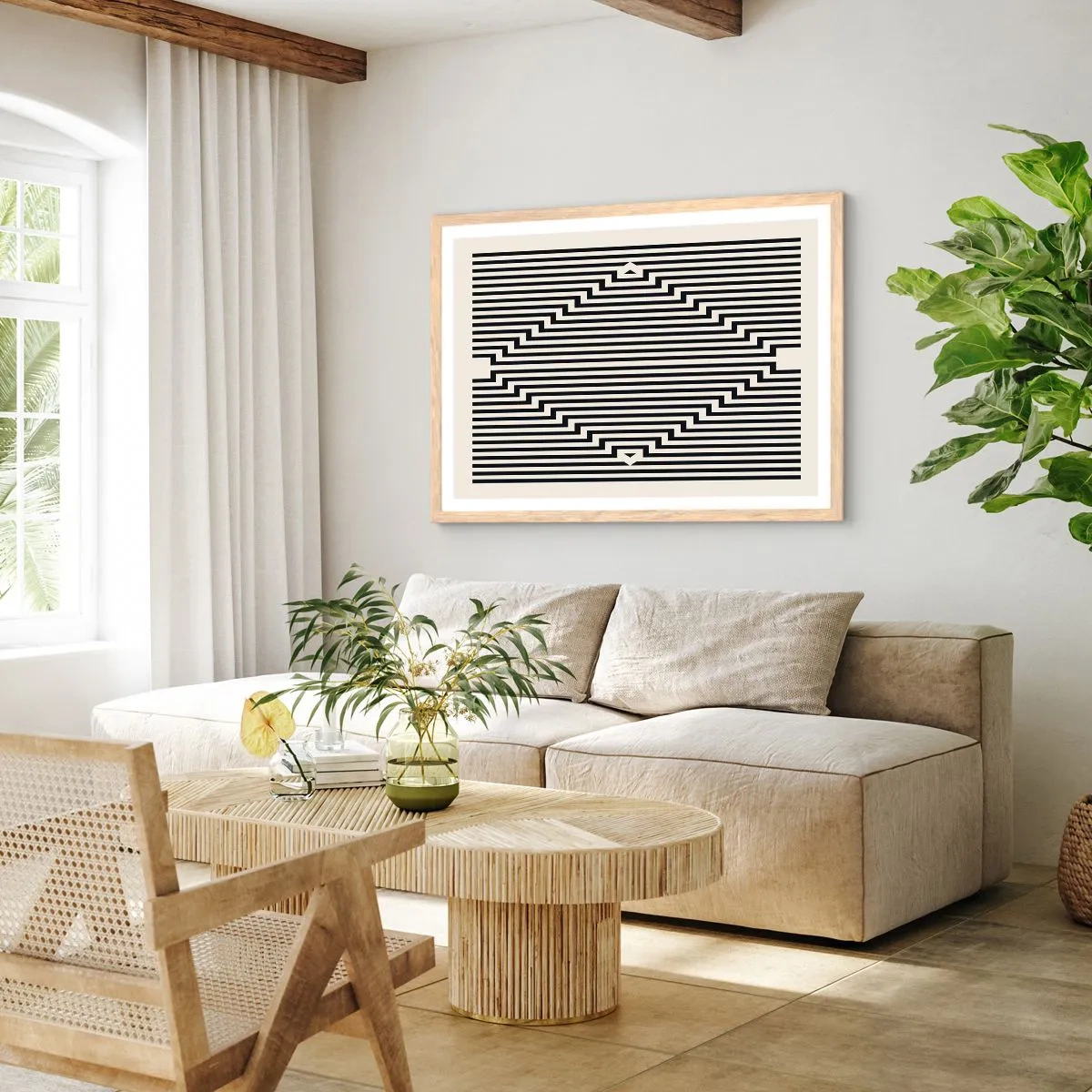 Affisch i ram av ljusek - Geometrisk illusion - 100x70 cm