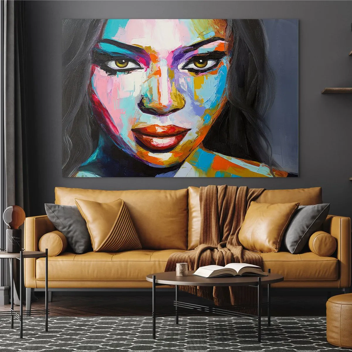 Glastavla - Bild på glas - Kan inte ta ögonen från henne - 120x80 cm