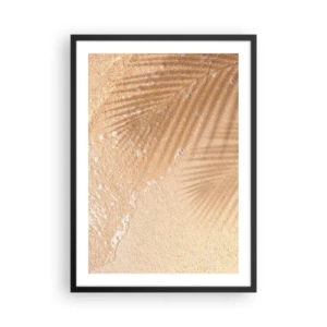 Affisch i svart ram - Palmbladens skugga på den gyllene sanden på stranden - 50x70cm - Heta sommarens skugga - Modern väggdekoration för vardagsrum och sovrum ARTTOR