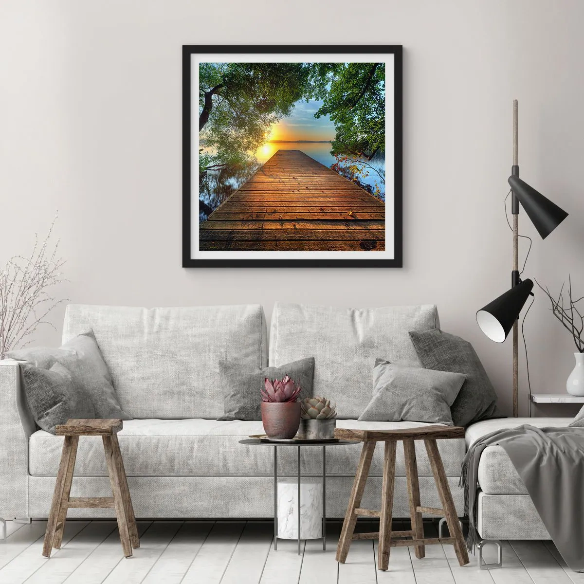 Affisch i svart ram - Sakta ner, sätt dig - 40x40 cm