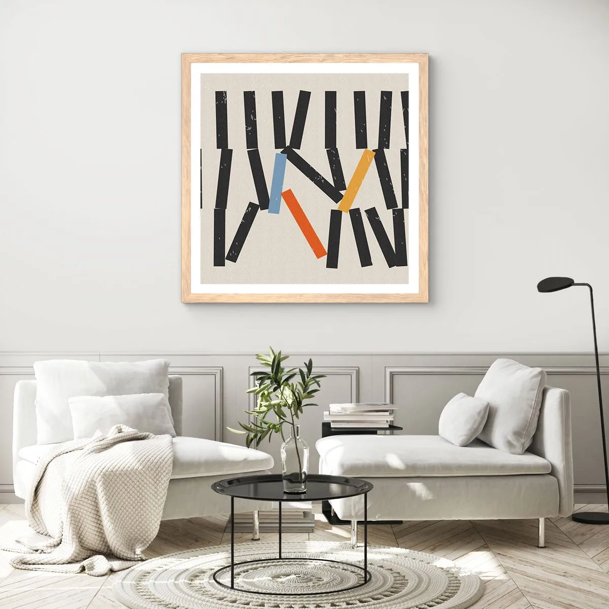 Affisch i ram av ljusek - Domino - komposition - 60x60 cm