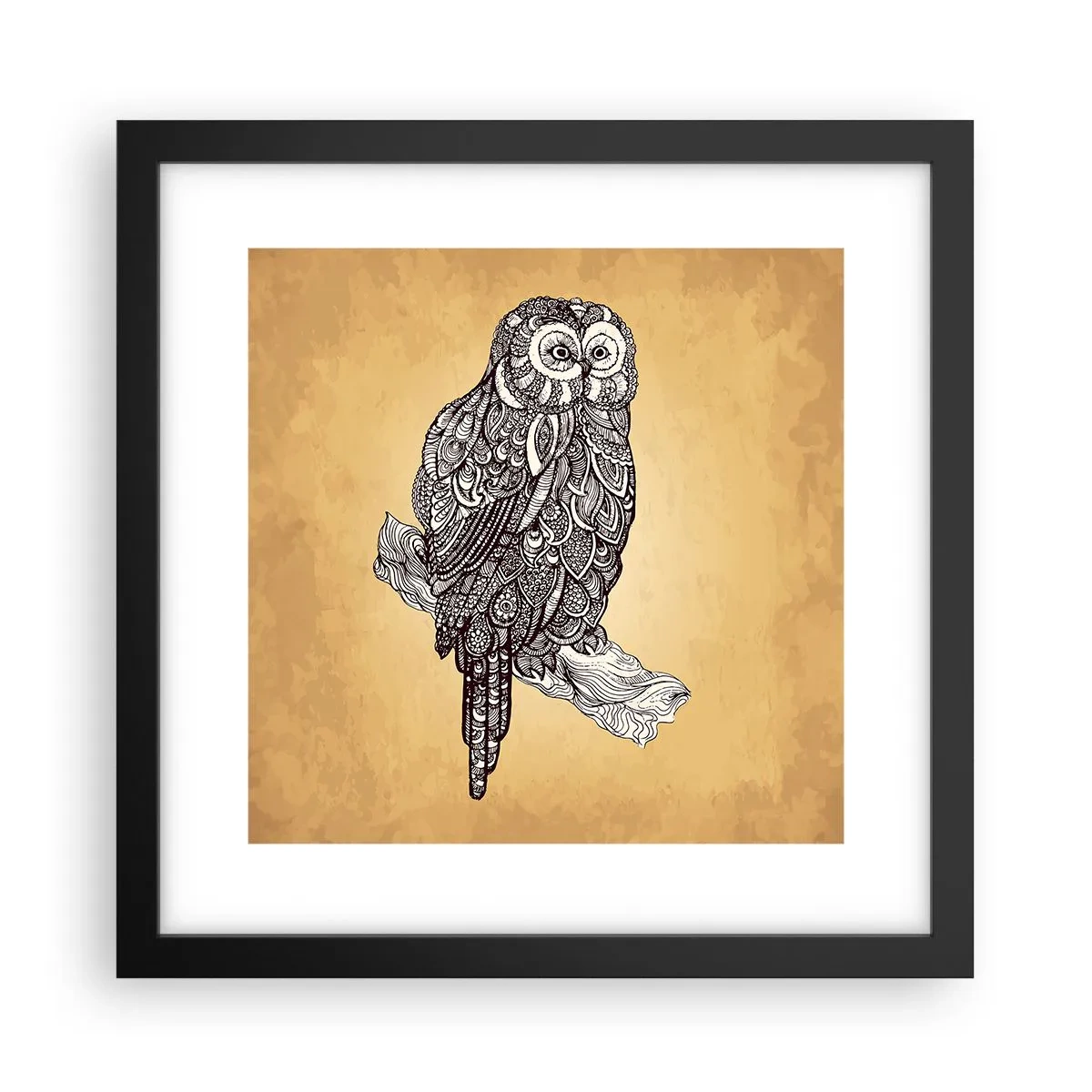 Affisch i svart ram - Invecklade ornament av visdom - 30x30 cm