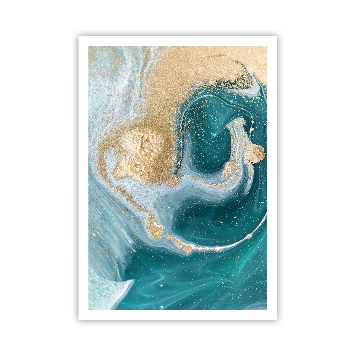 Affisch - Guld- och turkosvirvel - 70x100 cm
