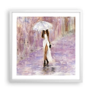 Affisch i vit ram - Under lila regn - 50x50 cm