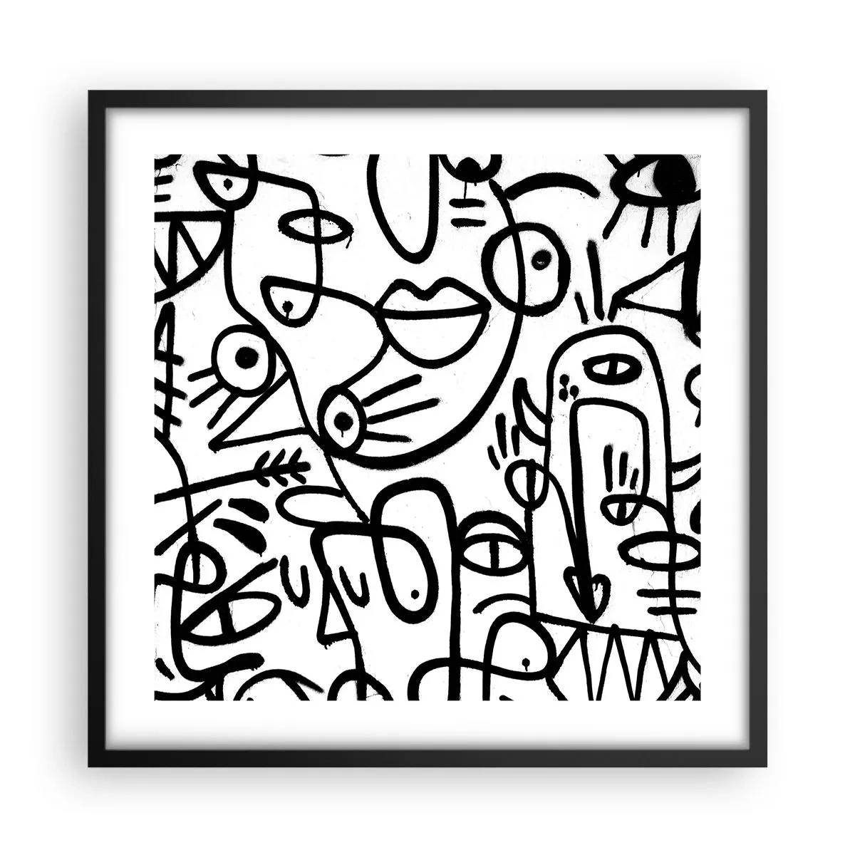 Affisch i svart ram - Ansikten och hägringar - 50x50 cm