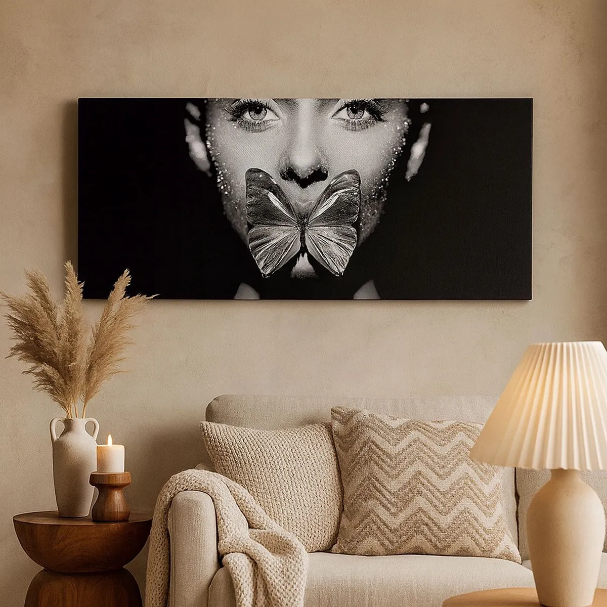 Canvastavla - Bild på duk - Fjärilkyss - 100x40 cm