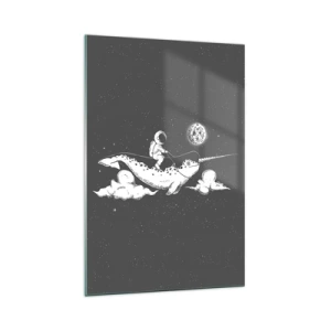 Glastavla - Bild på glas - Rymdryttare - 70x100 cm